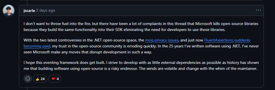 .NET users complaining about independent OSS to Microsoft