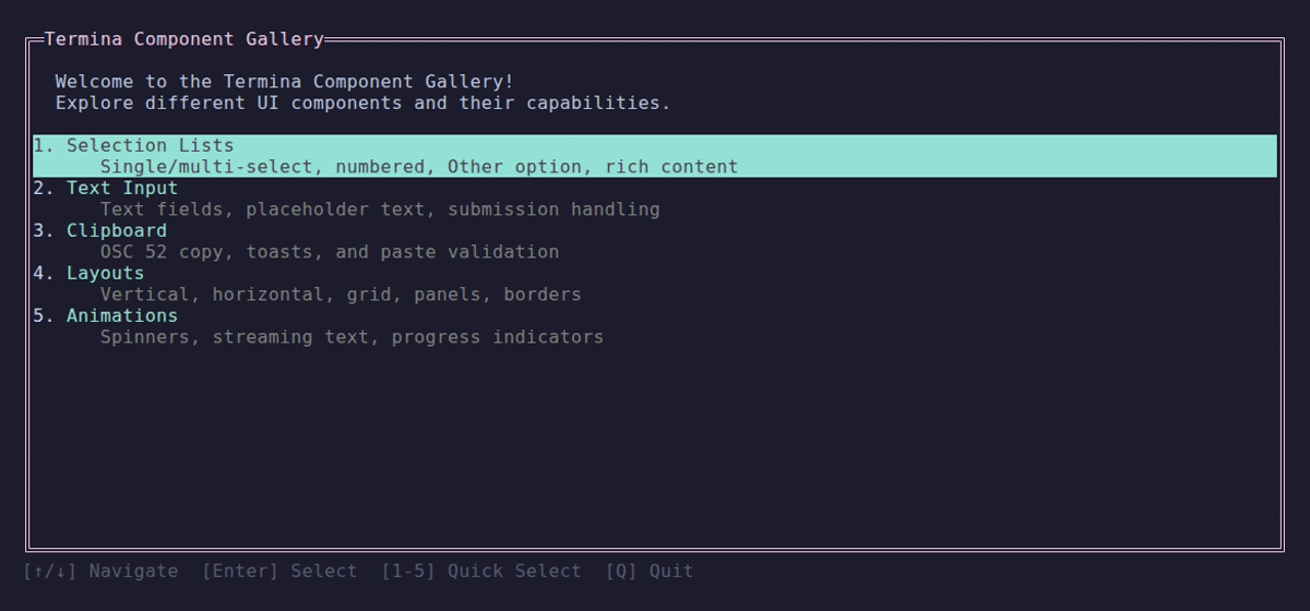 A guided tour of the Termina component gallery